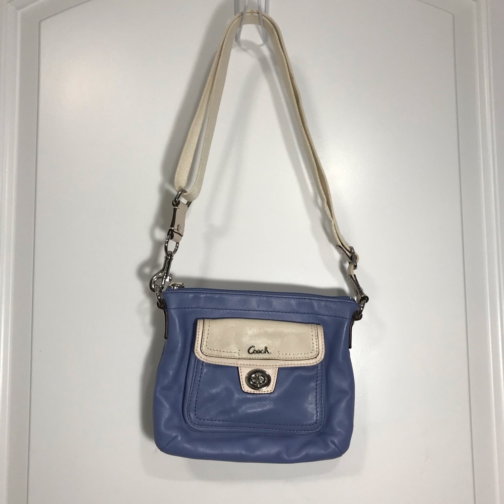 Coach Penelope Cornflower Blue and Chalk Leather Turn-lock Crossbody Bag EUC